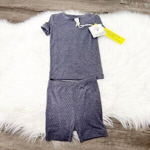 Kate Quinn Bamboo 18-24M Short Sleeve Summer Pajama Set Pointelle Slate Lake